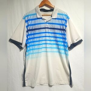Nike Gold Tour Performance DriFit Blue And White Polo Size XL